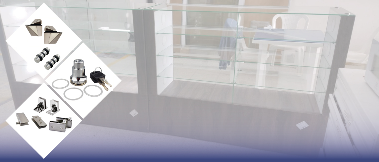 Accesorios para Vitrinas y exhibidores en Vidrio